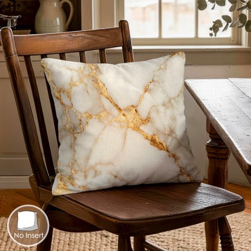 OBSEDE Gold Foil Marble Decorative Throw Pillow Covers 18 × 18 in, Set of 4, Couch Cushion Cases Inserts for Sofa Bed Living Room Home Decor, Single-Sided Print - color: Gold Foil Marble, size: 18" x 18" (Pack of 4)
