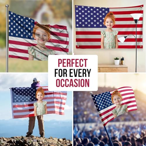 Custom Flag with Face on It by DreamController; Personalized American Flag with Photo Logo; Pink Flag Custom; 5 Sizes; HD Print; 2 Grommets; No Pole Hardware; Made in USA Fast Delivery - color: Flag with Photo Custom