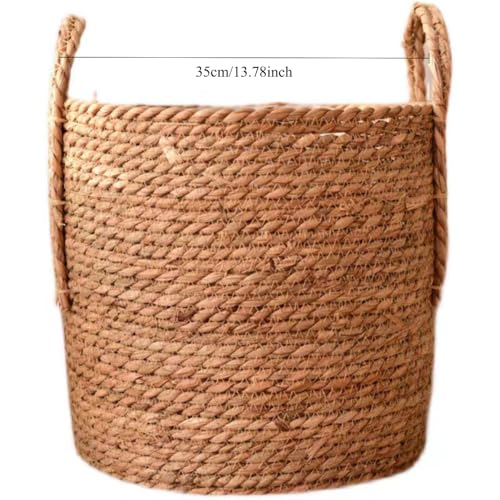 Handmade Rattan Woven Flowerpot Straw Woven Storage Basket Plant Holder Flower Pot Planter Balcony Home Decoration(13.78''X11.81''X13.78'') - size: 13.78''X11.81''X13.78''