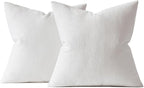 MIULEE Pack of 2 Pure White Decorative Pillow Covers 20x20 Inch Soft Chenille Couch Spring Throw Pillows Farmhouse Cushion Covers for Home Decor Sofa Bedroom Living Room