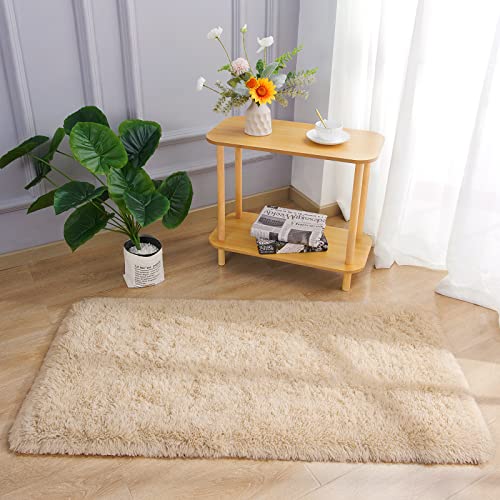 Chicrug Soft Runner Rug for Bedroom Living Room Plush Fluffy Rug 2x4 Feet, Shag Furry Runner Rug Carpet Non Shedding for Nursery Children Kids Girls Room Home Decorative, Camel - color: Camel, size: 2' x 4' (Runner)