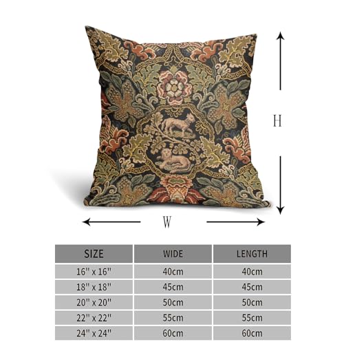 Vintage Floral Green Leaf Pillow Covers 18x18 Inch Set of 2 Boho Tapestry Plant Botanical Decorative Pillow Cases Outdoor Linen Square Cushion Cover Farmhouse Decor for Bedroom Home Sofa Couch Bed