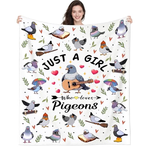 Pigeon Blanket Gifts for Women Girls Kids Adults,Plush Soft Flannel Cute Bird Pigeon Stuff Throw Blanket for Living Room Home Sofa Travel Decor 50"x40" - color: Pigeon, size: 50"x40"