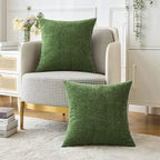 MIULEE Pack of 2 Couch Throw Pillow Covers 16x16Inch Soft Moss Green Spring Chenille Pillow Covers for Sofa Living Room Solid Dyed Pillow Cases - color: Moss Green, size: 16" x 16" (Pack of 2)