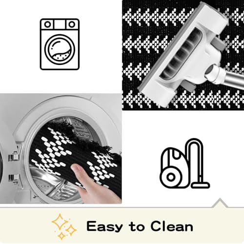 Front Porch Rug 23.6" x 51.2" Black and White Boho Herringbone Pattern Outdoor Rug Door Mat Cotton Hand Woven Rug for Front Porch Decor Washable Welcome Layered Doormat for Entryway Kitchen - color: Black Boho Herringbone Pattern Rug With Tassel