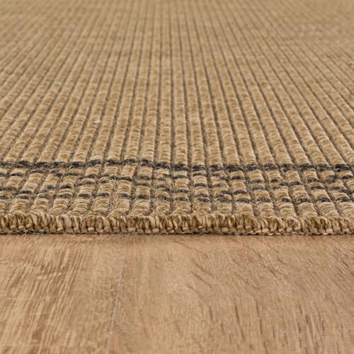 Luul Home Easy Jute Rugs 5x7 Frame Natural Color Living Room Indoor Outdoor Area Rug for Patio and Kitchen Rug High Traffic Washable Easy to Clean Solid Boho Woven Design Carpet (5 x 7) - color: Frame/Natural Black, size: 5' x 7' (Rectangular)