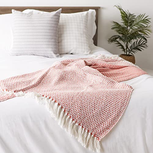 DII Woven Throw Collection 100% Cotton, Basketweave, 50x60, Spice - color: Spice, size: 50x60"