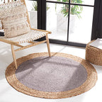 SAFAVIEH Area Rug 3' Round - Natural Fiber Collection - Grey & Natural Brown, Handmade Jute, Braided Border Design (NF801F) - color: Grey/Natural, size: 3' (Round)