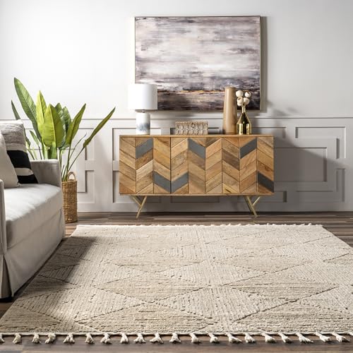 Nuloom Kerry Beige, 6' Round, Geometric, Soft and Cozy, High Traffic, Stain Resistant, Easy Clean, Durable Area Rug for Bedroom, Living Room, Dining Space, Den, Foyer, Entryway - color: Kerry Beige, size: 6' (Round)