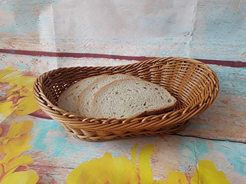 ANRUIDE 2 Pack Polyester Wicker Bread Basket Imitation Rattan Braid Basket Woven Table Food Fruit Vegetable Service Basket for Restaurant Service Display Home Outdoor Dining Room