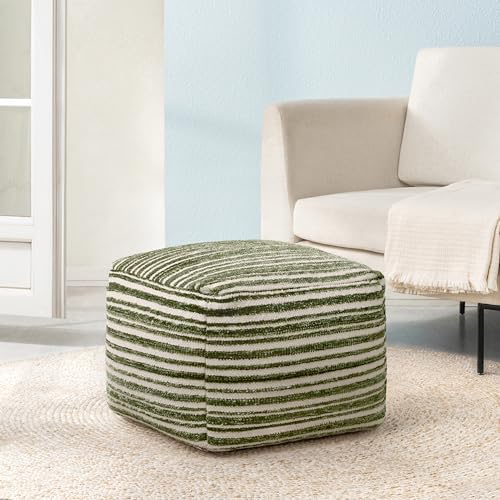 Anji Mountain Pouf Ottoman Foot Rest, Handmade Ottoman Pouf, Comfortable Foot Stool, Decorative Floor Seating for Living Room Decor, Bedroom & Home Décor Accent - Moss Horizon - color: Moss Horizon