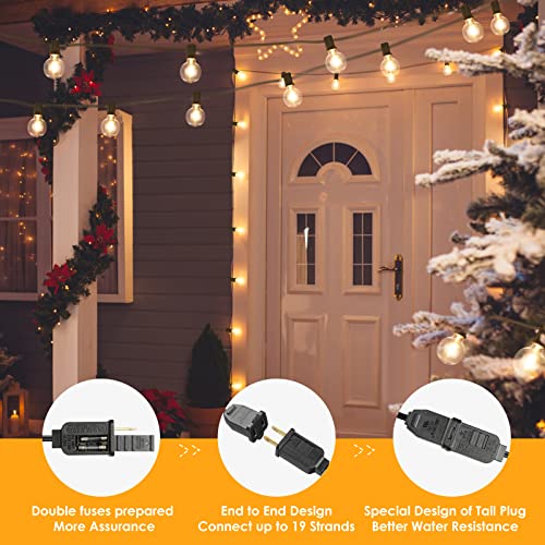 Mlambert 50Ft LED Outdoor String Lights G40 Globe Dimmable Patio Light, Waterproof Hanging String Light with 27 Warm White Shatterproof Bulbs(2 Spare) - color: Black