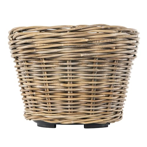 Kouboo Rattan Planter Basket with Plastic Pots Planters Flower Pots Decorative Fall planters for Front Porch Whiskey Barrel Basket Indoor Outdoor Plant Pots Medium - size: Medium