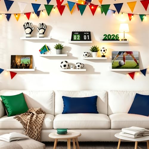 upsimples Floating Shelves for Wall, Wall Shelves for Decor Storage Set of 6, Wall Mounted Wood Shelf for Bedroom, Living Room, Bathroom, Kitchen, Picture Ledge Shelf, White - color: White, size: 15.7in