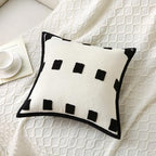 Boho Decorative Throw Pillows with Inserts, 18" x 18" Soft Tufted Modern Chenille Pillow, Pillows for Home, Patio, Couch, Bedroom, Living Room (Black Square - White Background) - style: Black Square