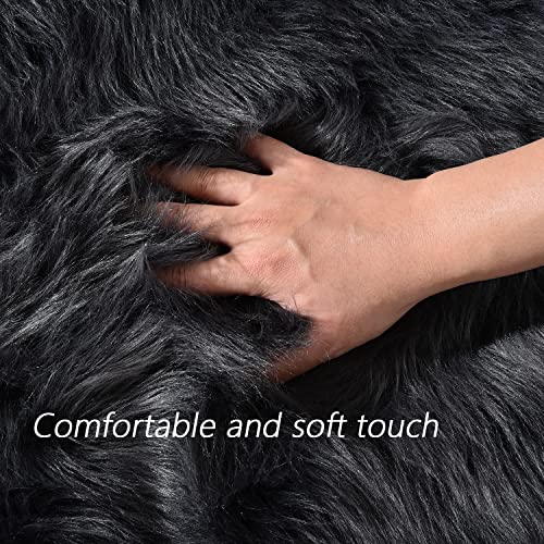 Latepis Dark Gray 2x5 Rug Runner Shaggy Machine Washable Faux Fur Rug Fluffy Shag Rugs for Living Room Bedroom Throw Rugs Room Runner - color: Dark Grey, size: 2' x 5' (Runner)