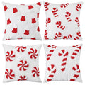 Fourluoo Christmas Trees Pillow Covers 18x18 Inch Double Sided Foil Plush White Red Green Soft Plush Faux Fur Christmas Throw Cushion Case for Sofa Living Room (4 Pcs, Candy Can, 18"×18") - style: Candy Can