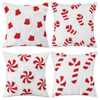 Fourluoo Christmas Trees Pillow Covers 18x18 Inch Double Sided Foil Plush White Red Green Soft Plush Faux Fur Christmas Throw Cushion Case for Sofa Living Room (4 Pcs, Candy Can, 18"×18") - style: Candy Can