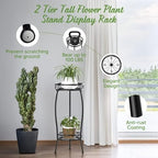 H HOMEXIN Plant Stand Indoor Outdoor, 2 Tier Metal Tall Planter Stand 26.5" Flower Stand Holder Heavy Duty Rustproof Plant Shelf Rack for Corner Garden Patio Lawn Balcony office
