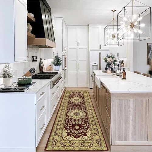 Memoryfield Area Rug 2x8 Vintage Rug Oriental Floral Entryway Runners Indoor Traditional Runner Rug Hallway Rug Runner Kitchen Laundry Long Rug Non-Shedding Bathroom Bedroom Floor Mat Accent Rug Red - color: Red, size: 2' x 8' (Rectangular)
