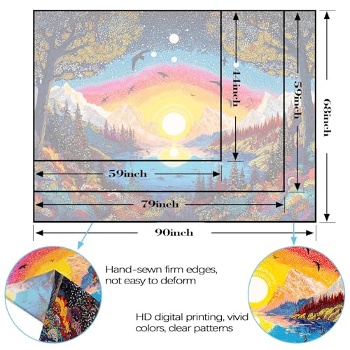 Spenlife Mountain Lake Birds Sunrise Wall Tapestry, Trippy Scenic Landscape Tapestries for Living Room Decor, Peaceful Tapestry 60x44 Inch - color: Orange, size: 60"L x 44"W