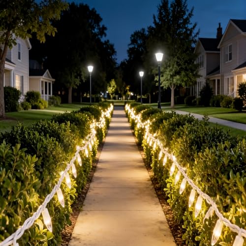 100 LED Warm White Christmas String Lights, 35 FT White Wire, UL Certified Commercial Grade, Indoor and Outdoor Use - color: White