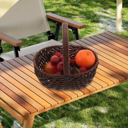 Healifty Rattan Flower Basket with Handle 9.84X9.64X7.48In Vintage Handwoven Small Wicker Basket for Picnic Hamper Fruit Storage Kitchen Organizer and Wall Hanging Decor