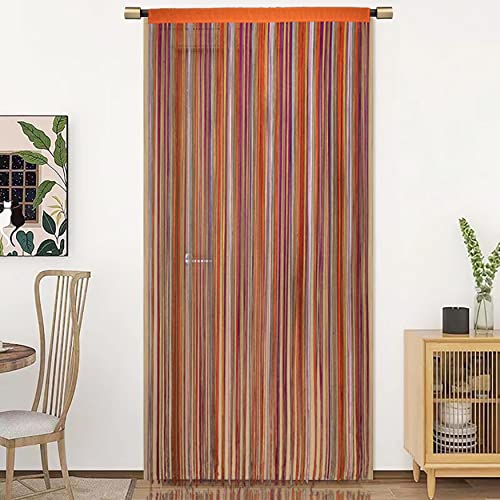 HSYLYM Spaghetti String Curtains for Doorways Privacy Door Frame Tassel Hippy Wall Kitchen Hallway Boho Fringe Curtain Hanging Door Room Dividers Decor 1 Panel（39×110in/100×280cm,Multicolor） - color: Multi Color, size: 39"W x 110"L (Pack of 1)