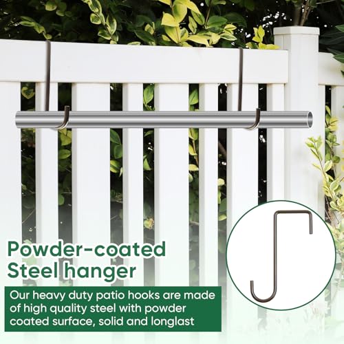 ESFUN 6 Pack 2 x 6 inch Fence Hooks Patio Hooks Brown Powder Coated Steel Hangers fits Easily for Vinyl Fences Indoor & Outdoor Hanging Lights, Plants & Planters, Bird Feeder, Pool Equipment