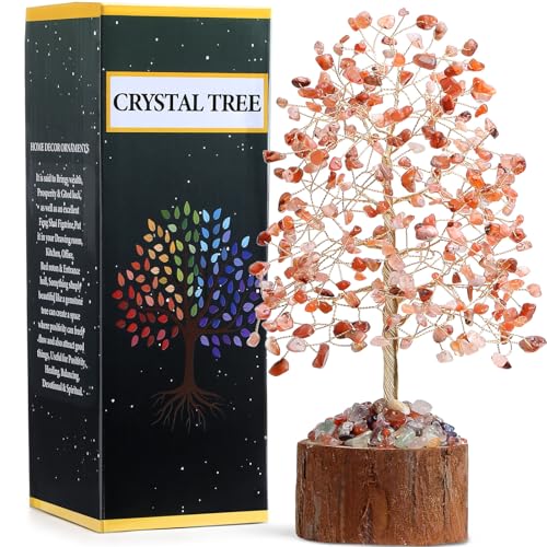 MAIBAOTA Carnelian Crystals Tree of Life Red Office Home Decor Good Luck Handmade Feng Shui Spiritual Gifts for Women - color: Red02