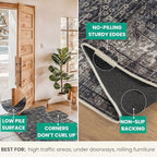 Bloom Rugs Washable Non-Slip 5' x 7' Rug - Black/Brown Traditional Area Rug for Living Room, Bedroom, Dining Room, and Kitchen - Exact Size: 5' x 7' - color: Black / Brown, size: 5' x 7' (Rectangular)