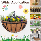 6 Pcs 14 Inch Half Round Replacement Coco Liner Half Circle Coconut Fiber Replacement Coco Liners Hanging Basket for Hanging Basket Wall Baskets Garden Planter Flower Pot - size: 14 Inch