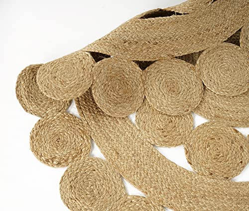GRUHUM Jute Area Rug 3ft- Natural Fiber Round Boho Handwoven Soft Braided Reversible Rustic Vintage Eco Friendly Rugs for Indoor EcoFriendly Kitchen Bedroom Living Room Hallways Enterways 3'ft Round - color: Natural- 29, size: 3' (Round)