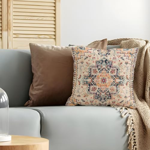 Boho Throw Pillow Covers 18x18 inch Set of 2,Bohemian Vintage Carpet Pattern Antique Ethnic Decor Double Sided Pattern Cushion Cover Soft Pillow Case Living Sofa Room Bed Square Pillow Cover - color: Boho-1, size: 18" x 18" (Pack of 2)