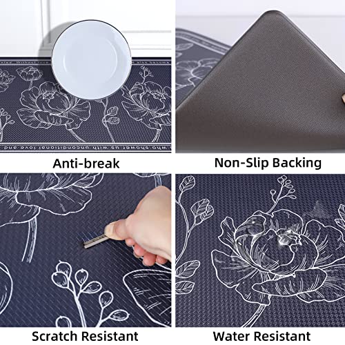 ROTTOGOON Kitchen Floor Mat Set of 2, Cushioned Anti Fatigue Kitchen Mat 17"x47"+17"x29", Non-Slip Waterproof Kitchen Rug, Premium PVC Comfort Kitchen Mats and Rugs for Kitchen, Office, Home, Laundry - color: Navy Blue, size: 17"x47"+17"x29"