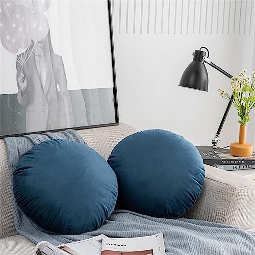 Round Throw Pillow, 18” Super Soft Round Decorative Pillows Sofa Chair Cushion Floor Pillows for Couch Office Living Bedroom (Navy Blue) - color: Navy Blue
