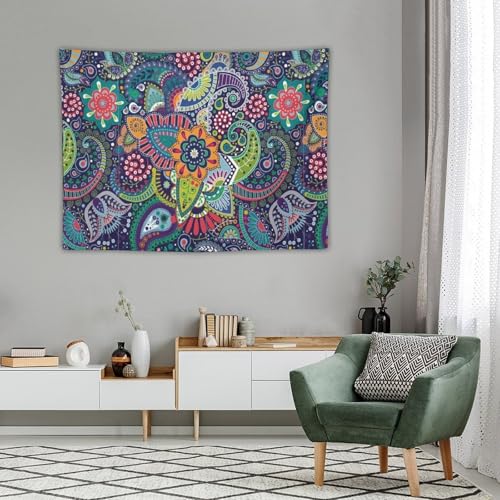 KANEPE Retro Floral Tapestry Bright Colorful Blue Colorful Paisley Pattern Wall Hanging Tapestries Home Decor for Living Room Bedroom Apartments Farmhouse Dorm,40inx30in (102×76cm)【Small】 - color: Boho-2, size: 40Wx30L