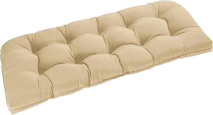 downluxe Outdoor Bench Cushion for Patio Furniture, Waterproof Tufted Overstuffed Porch Swing Cushions, Thick Outdoor Loveseat Cushions, 48" X 18" X 5", Khaki, Set of 1