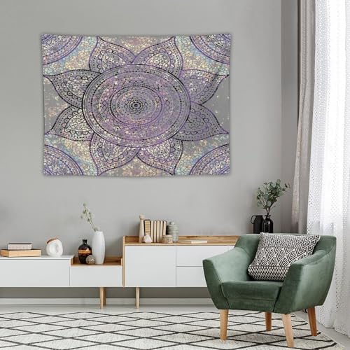 KANEPE Boho Floral Tapestry Vintage Gradient Purple Art Mandala Pattern Wall Hanging Tapestries Home Decor for Living Room Bedroom Apartments Farmhouse Dorm,40inx30in (102×76cm)【Small】 - color: Boho-16, size: 40Wx30L