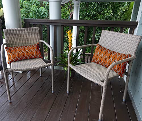 Indoor/Outdoor Polyester Fabric Lumbar Pillow Cover, All-Weather Waterproof Rectangular Cushion Case for Patio Furniture, 12 x 18 Set of 2 - Block-71 - color: Orange3, size: 18" x 12" (Pack of 2)