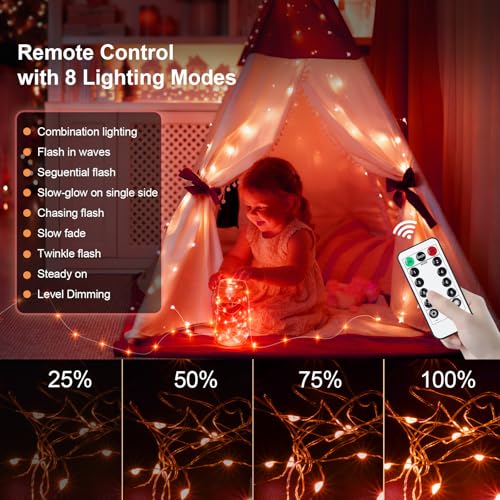 AIKEI 6 Pack LED Fairy Lights with Timer Battery Operated, Mini String Lights with Remote Waterproof 7ft 20 Led Firefly Starry Lighting for Wedding Party Bedroom Garden Christmas Decoration Orange - color: Orange, size: 6PCS-REMOTE
