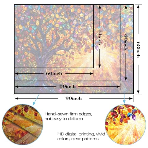 Lunerfex Tree of Life Tapestry Stained Glass Tapestry Wall Decor Tapestries for Bedroom Art Tapestries Wall Hanging for Bedroom Living Room Glass-Tree-03 44"x60" - color: Colorful Orange, size: 60"L x 44"W