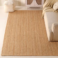 Natural Jute Area Rug 6x9ft - Handwoven Natural Fiber Rug for Living Room, Bedroom, and Entryway, Rustic & Boho Style - size: 6' x 9' (Rectangular)