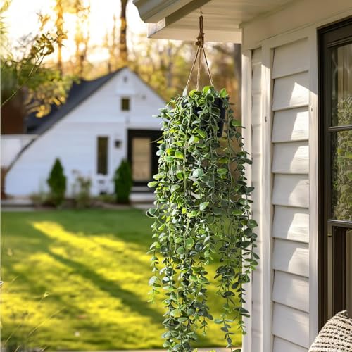 Artificial Hanging Plant 2 Pcs Faux Plant Ivy Vine Faux Eucalyptus Vines Fake Potted Greenery for Wall Living Room Home Shelf Office Bathroom Outdoor Indoor Decor (Type 7) - color: Type 7
