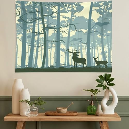 ZhiRain Rustic Forest Tapestry Wall Hanging Farmhouse Cabin Tree Lodge Hunting Deer Camping Vintage Country Tapestries Home Decor for Living Room Bedroom Apartment Dorm 30"x40" - color: Cabin-22, size: 30"L x 40"W
