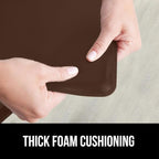 GORILLA GRIP 2 Pack Comfortable Cushioned Kitchen Mats for Floor, 17x24 + 17x48, Waterproof and Stain Resistant, 1/2 Inch Thick Soft Ergonomic Standing Desk Anti Fatigue Mat, Foam Supports Feet, Brown