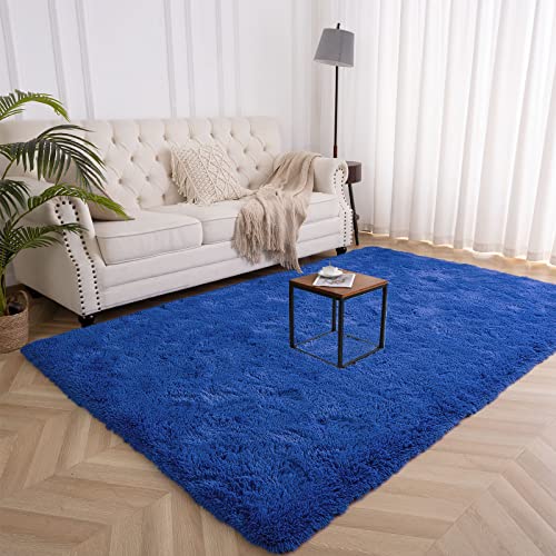 Kelarea Area Rug for Living Room, 4x6 Non-Slip Navy Blue Rug Fluffy Soft Shag Rugs, Fuzzy Shaggy Plush Carpet for Bedroom, Nursery Rooms, Home Dorm - color: Navy Blue, size: 6' x 4' (Rectangular)