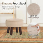 oakvivo 13in Small Foot Stool Ottoman, Round Faux Leather Foot Rest for Couch, Under Desk Pouf Footstool Footrest with Non-Skid Rubber Legs for Ling Room, Bedroom, 13''L x 13''W x 10.2''H, Beige - color: Beige