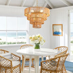 Boho Pendant Light Fixtures,15.7" Rattan Hanging Lamp for Kitchen Island,5-Light Hand-Woven Chandelier Height Adjustable,Natural Wicker Lamps for Dining Room Living Room Bedroom Hallway Entryway,Brown - color: 15.7" Brown