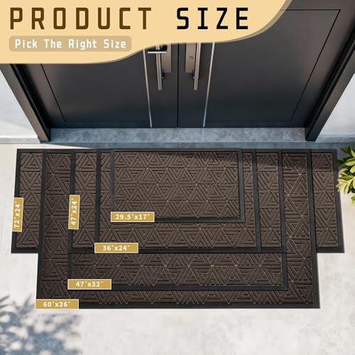 Yimobra Outdoor Mats for Front Door 29.5x17, Stops Mud & Dirt at Entrance, Fits Garage & Patio, All-Weather Waterproof Non Slip Outdoor Indoor Welcome Mat, Brown - color: Brown, size: 29.5x17 Inch